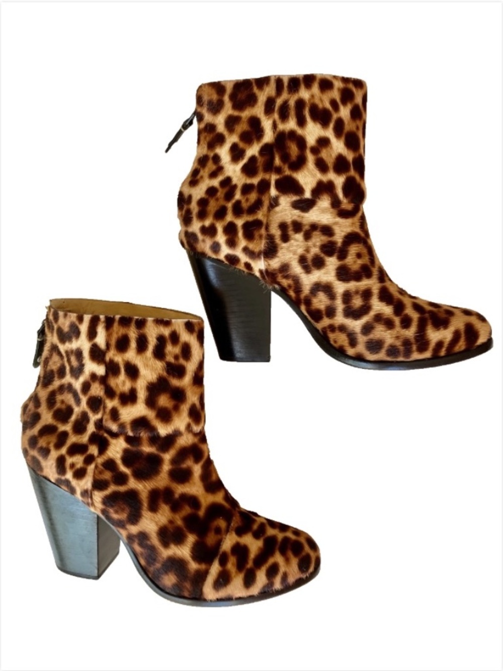 Rag & Bone "Newbury" Leopard Print Calf Hair Ankle Booties EUR 40 US 9.5